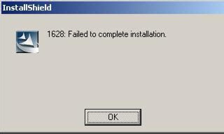 1628: Failed to complete installation