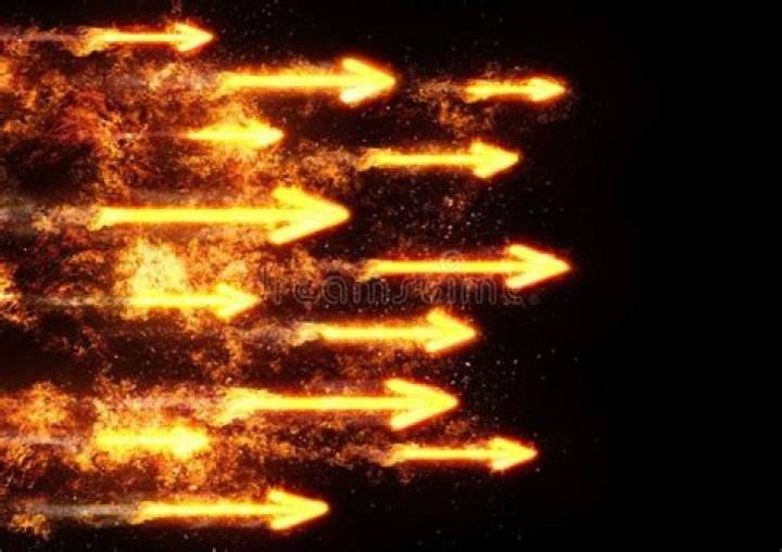 an flaming arrow inside of wooden planks surrounded by iron