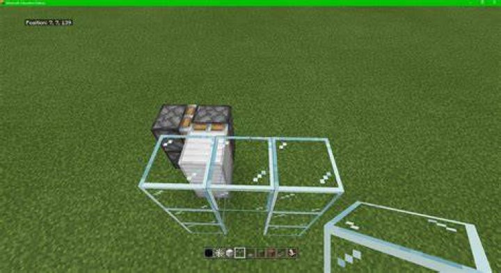 Build a flush 1x2 piston door in Minecraft Bedrock Edition