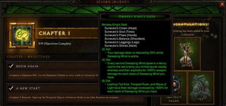 Claiming Season set gear on a season alt