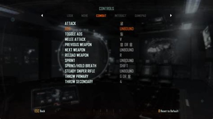 CoD:BO2 Options, Controls, Combat menu
