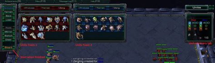 How do you control both teams in a StarCraft 2 unit tester map?