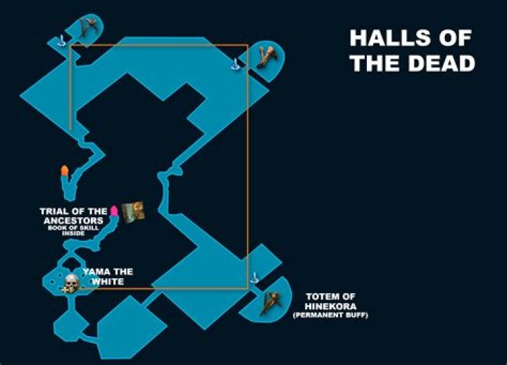 Location of the key to the chest in the secret area outside the halls of the dead