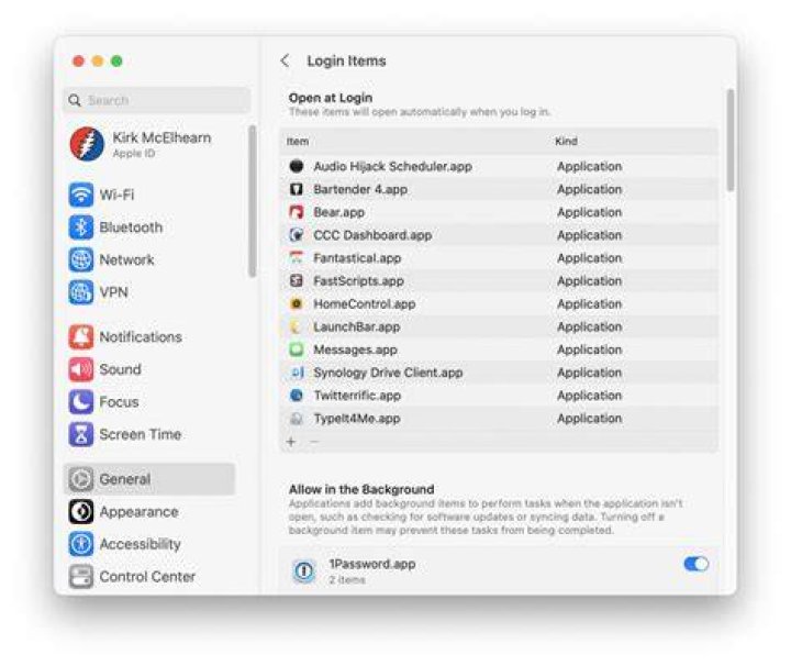 macOS login items