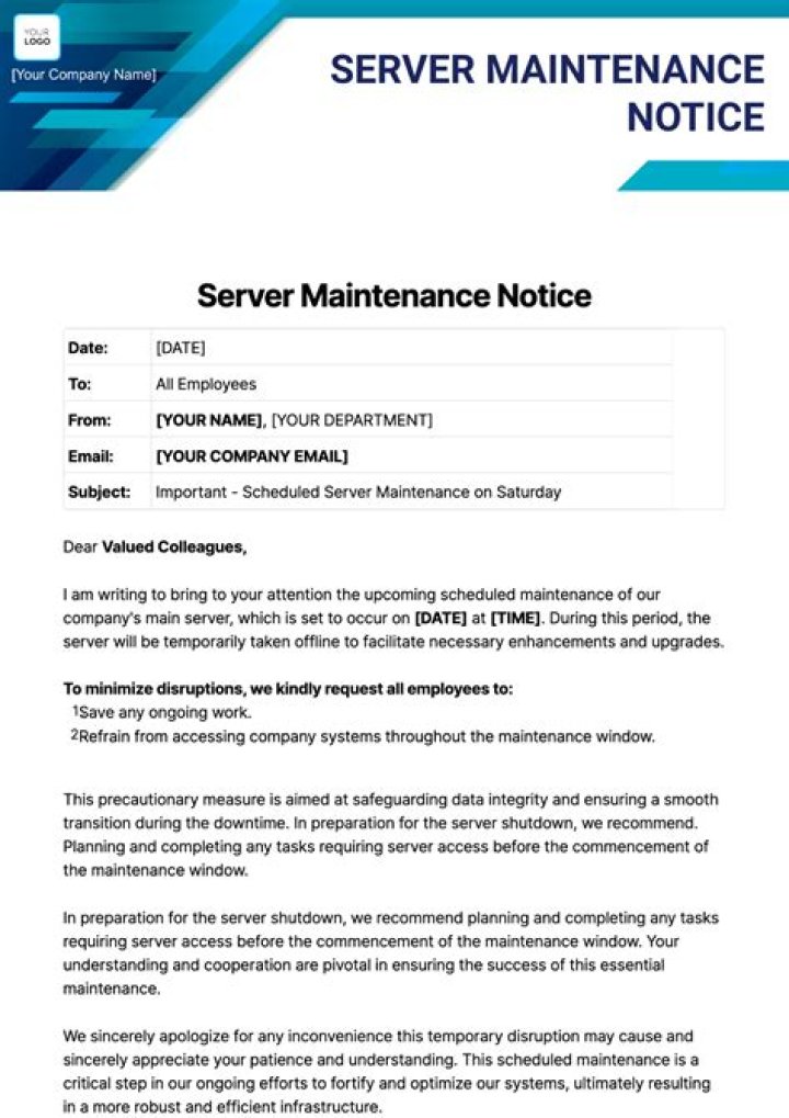 Maintenance Alert Notification