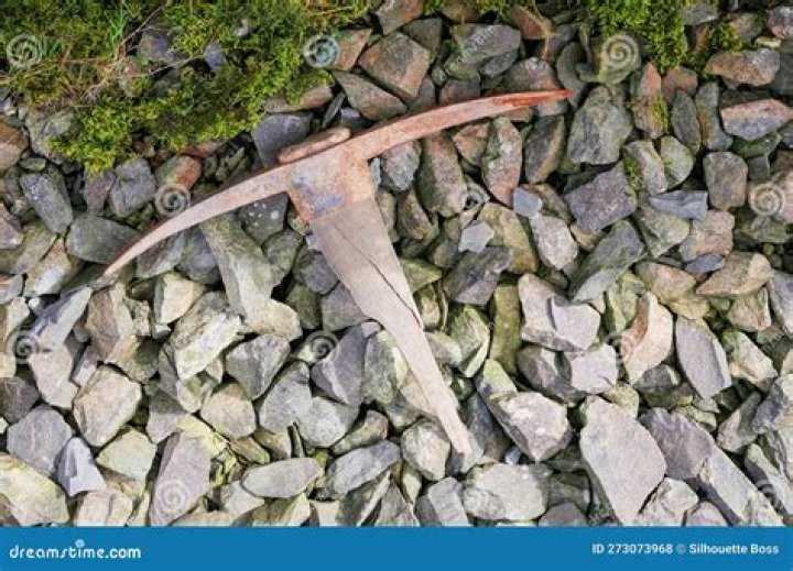 Mining with stone pickaxe