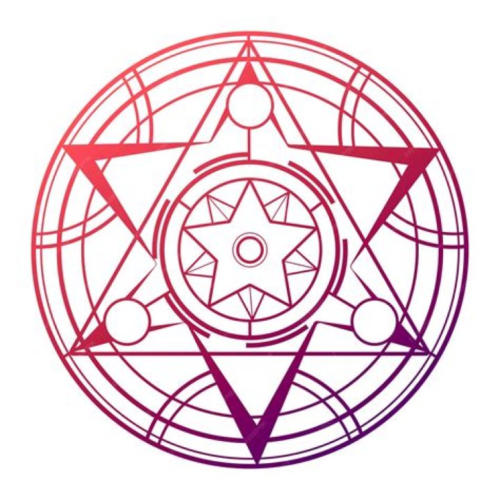 Mysterious red magic circle with wings