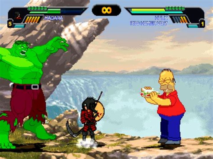 Naruto fighting game with Hulk and Homer Simpson?