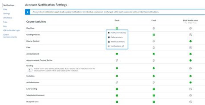 Notifications preferences