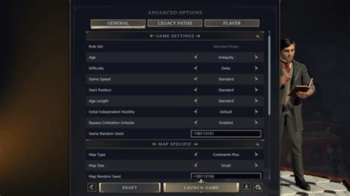 Options available in game