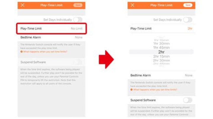 Play Time Limit settings window