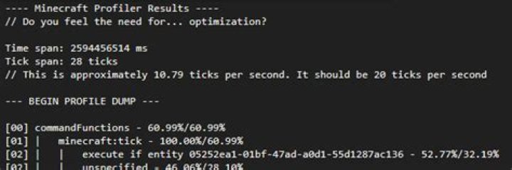Profiling performance of minecraft functions in datapack