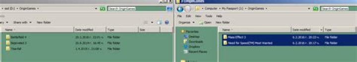 recursively moved two games from D:\OriginGames (SSD) to J:\OriginGames hdd