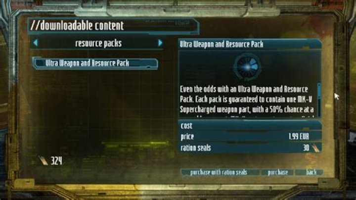 Resources packs are missing from the DLC page in Dead Space 3. How can I spend my ration seals?