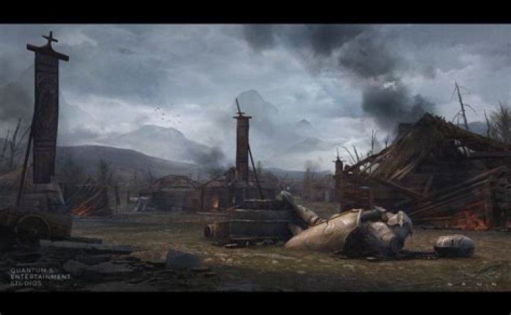 Screenshot of a village razed by an Ender Dragon with a Bedrock layer intact