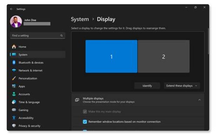 Settings screen showing the two options