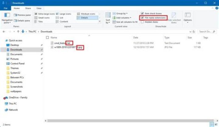 show file extensions