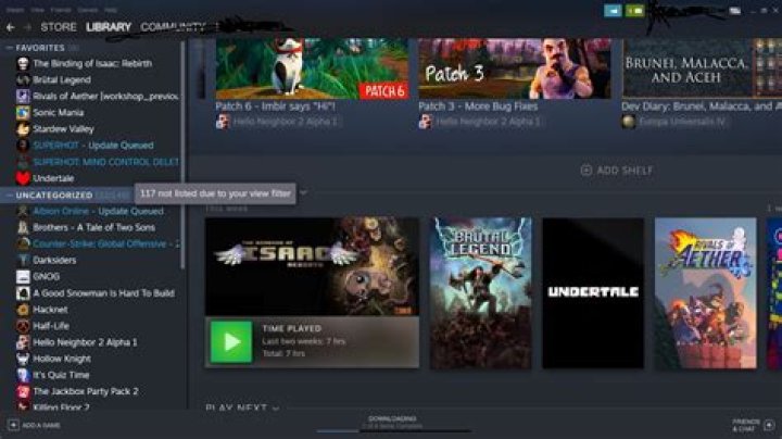 Steam library filter