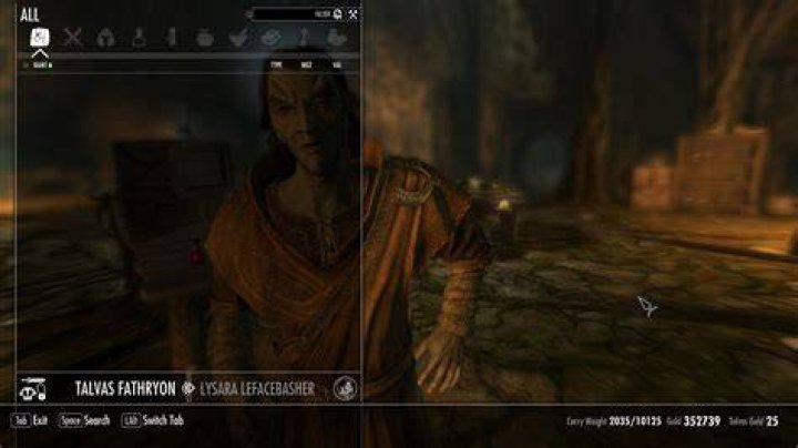 Talvas Fathryon shows his merchant inventory but does not sell anything. Talvas Fathryon shows his merchant inventory but does not sell anything.