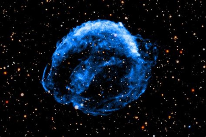 The blue glowing debris
