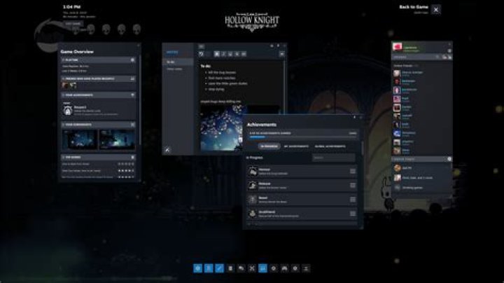 The Steam Interface with the Properties window open