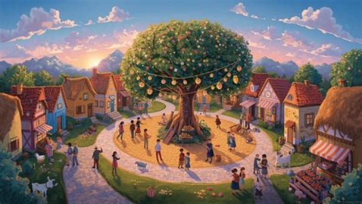 the tree while the village is on fire