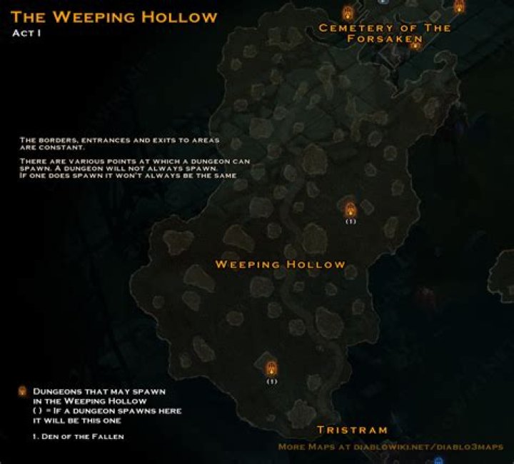 Weeping Hollow map with random chunks marked