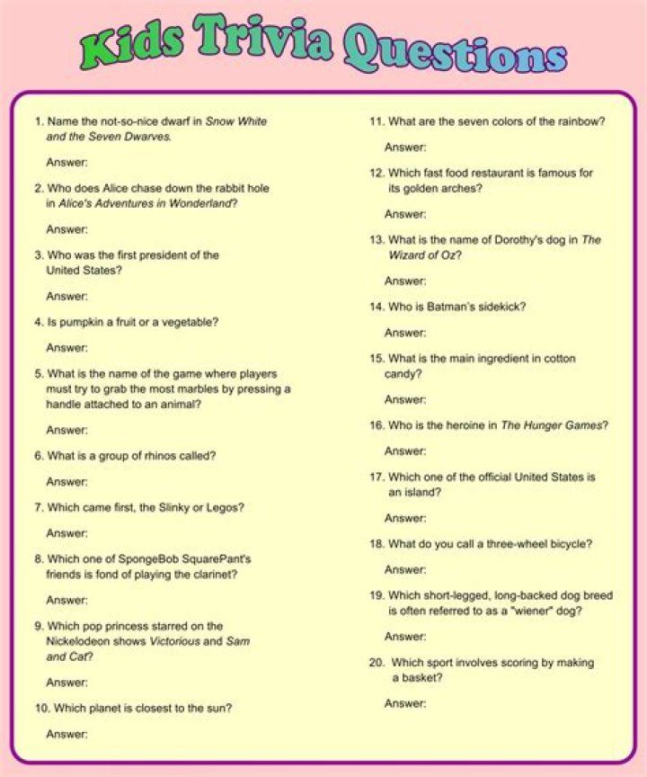 What are the correct answers to the school teacher's quiz?