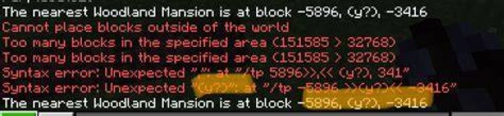 What does the syntax “(y?)” mean in my woodland mansion coordinates?