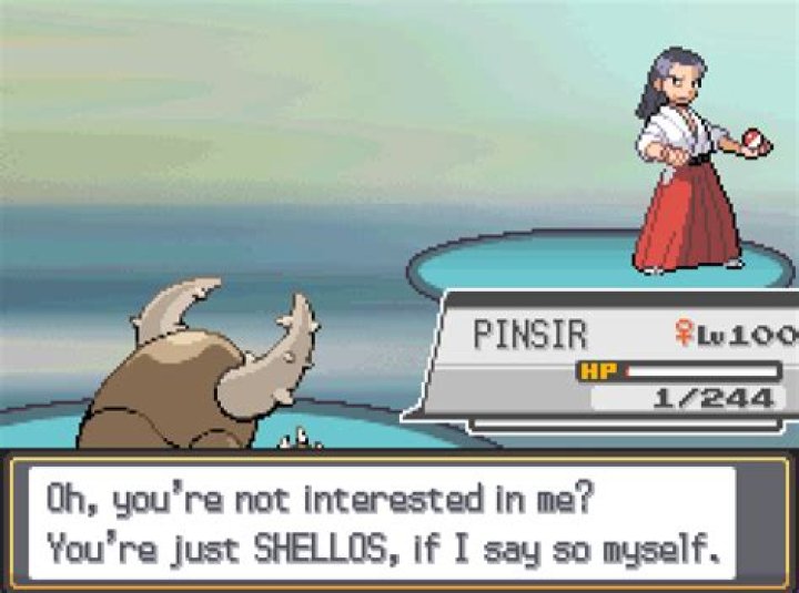 What does this Pokemon Trainer mean by saying the player is "SHELLOS"?